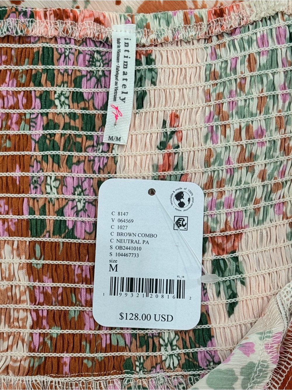 NWT Free People Daisy Fields Maxi Slip Dress Brown Combo M - Picture 4 of 6